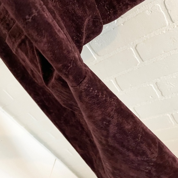Vintage 90s Y2K Pants Faux Suede Vegan Embroidered Dark red Burgundy Plum Sz 11 - Picture 11 of 11